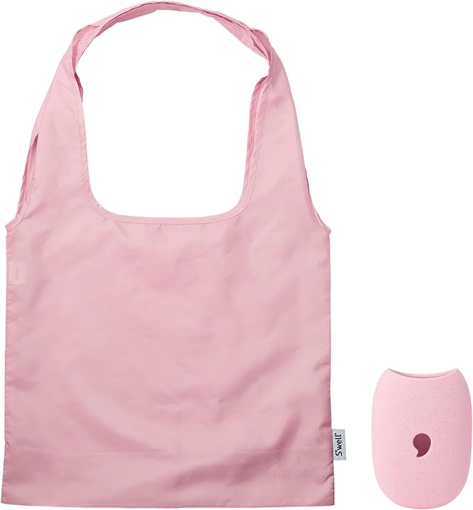 S'well Droplet Tote, Pink Topaz Glitter, Reusable And Packable Tote Bag, Lightweight And Packs Into Silicone Capsule For Storage, Ideal For Grocery Store, Travel, Shopping, And More, One Size by Swell