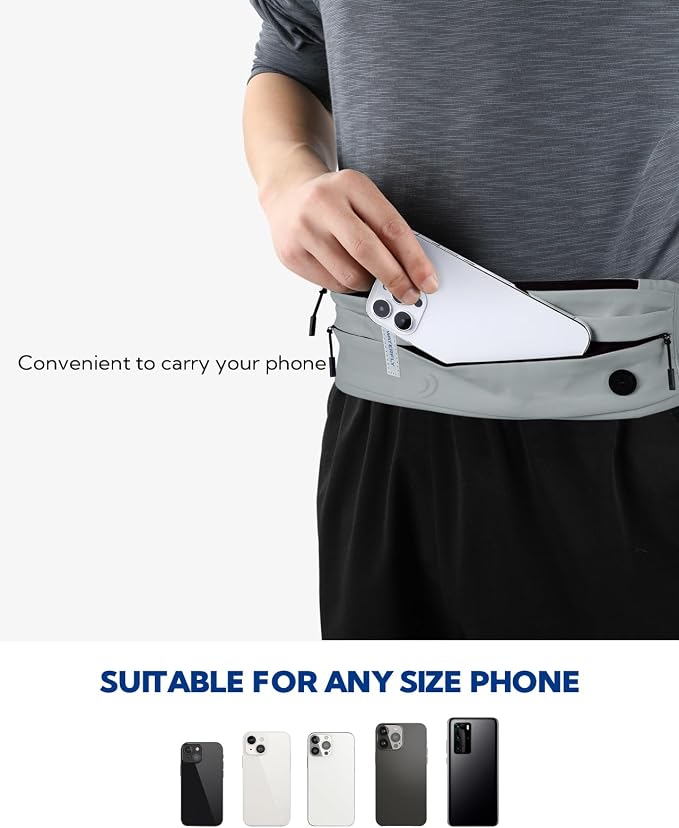 WATERFLY Running Belt Fanny Pack:Phone Holder Belt for Men Women | Lightweight, Soft and breathable fabric,SBS zipper, adjustable waist belt, Zero bounce, Suitable for running workout Fitness - Image 3