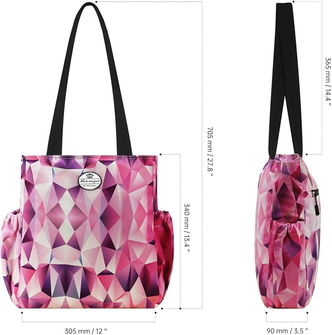 HUA ANGEL Floral Tote Bag - Casual Shoulder Bag Daily Tote Bag with Zipper Gym Travel Shopping Work Handbag for Women - Image 3