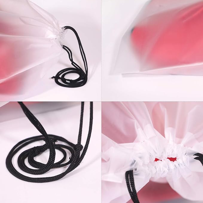 Set of 12 Portable Translucent Shoe Bags for Travel Large Clear Shoes Pouch Storage Organizer with Drawstring for Men and Women - Image 4