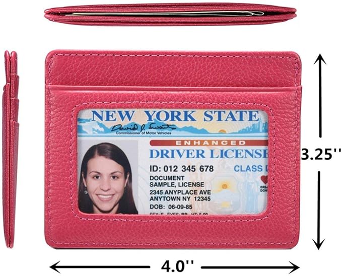 KALMORE womens Credit Holder Genuine Leather Slim Minimalist Card Case Wallet, Black With Id Window - Image 5