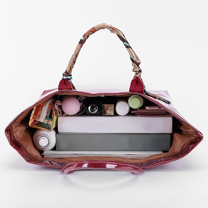 Lushandy PVC Tote Bag for Women Jelly Beach Bag Top Handle Hobo Handbag | Water-Resistant, Wipe Clean, Lightweight - Image 3