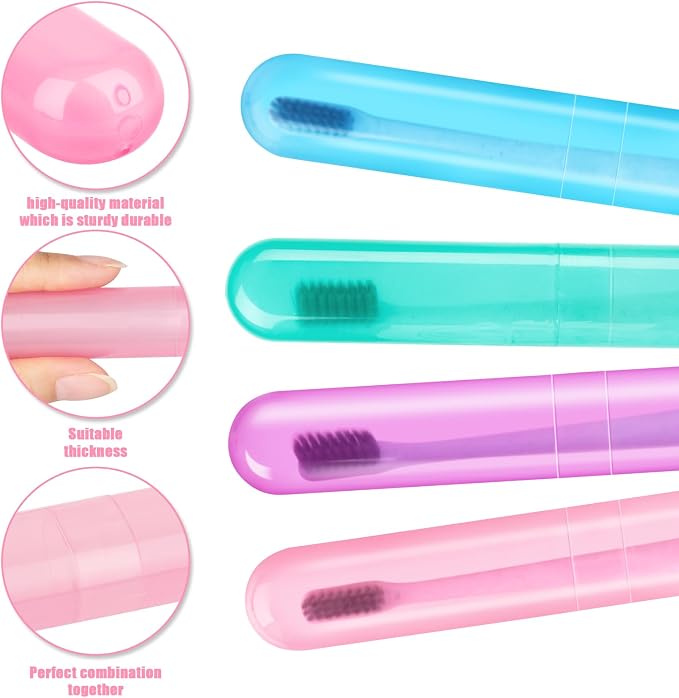 Hooqict 4 Pack Travel Toothbrush Case Portable Travel Toothbrush Holder Plastic Toothbrush Container Protector Cover Case for Traveling, Bathroom, Camping, Home, School, Business - Image 7