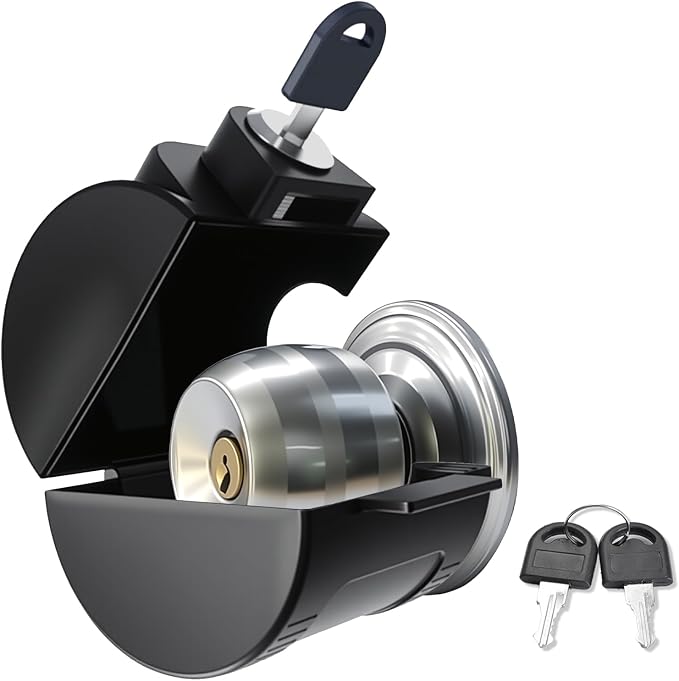 Child Proof Door Knob Cover Lock – Prevents Turning of Door Knob and Access to Keyhole, Can be Used for Home Rentals, Evictions, Job Sites & More – Keyed Alike (Black) by Lifeneedssparkstofly