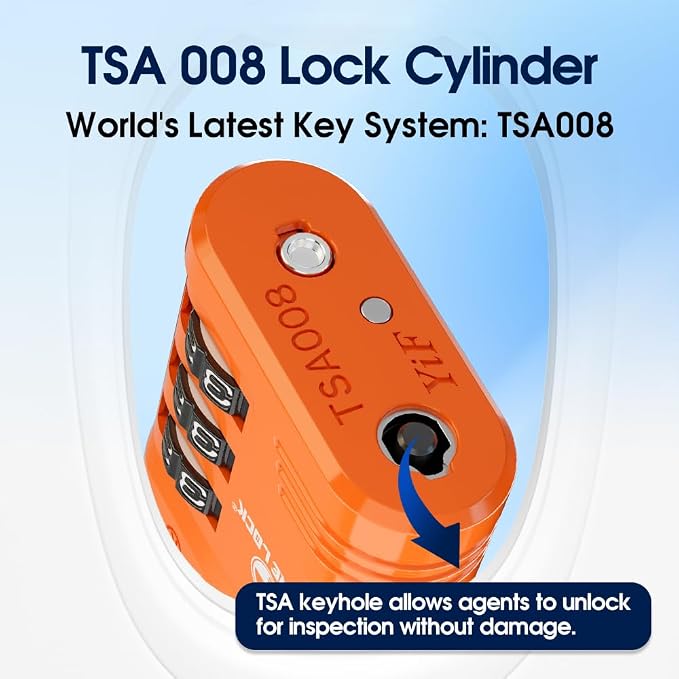 SURE LOCK TSA Approved Luggage Lock – 3-Digit Resettable Combination Padlock with Open Alert Red Dot, Large Easy-Read Dials for Suitcases, Backpacks, Gym & School Lockers(Orange 4 pk) - Image 2