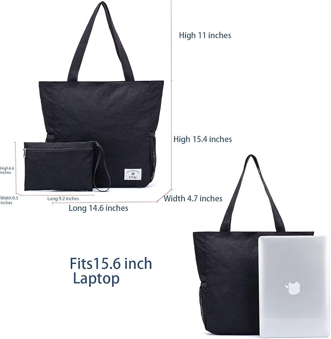 ETidy Large Capacity Foldable Tote Bag With Zipper | Water-resistant, Lightweight, Sandproof, Beach Bag, Gym Bag, Travel Shopping Bag - Image 4