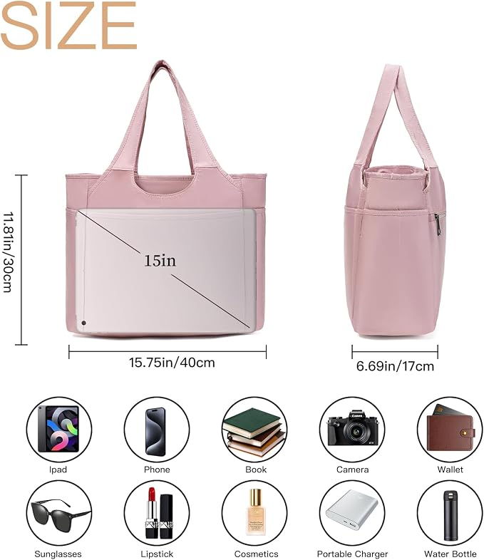 Corduroy Tote Bag for Women Crossbody Bags Lightweight Handbags Shoulder Bag with Zipper Pockets for Work Shopping - Image 5