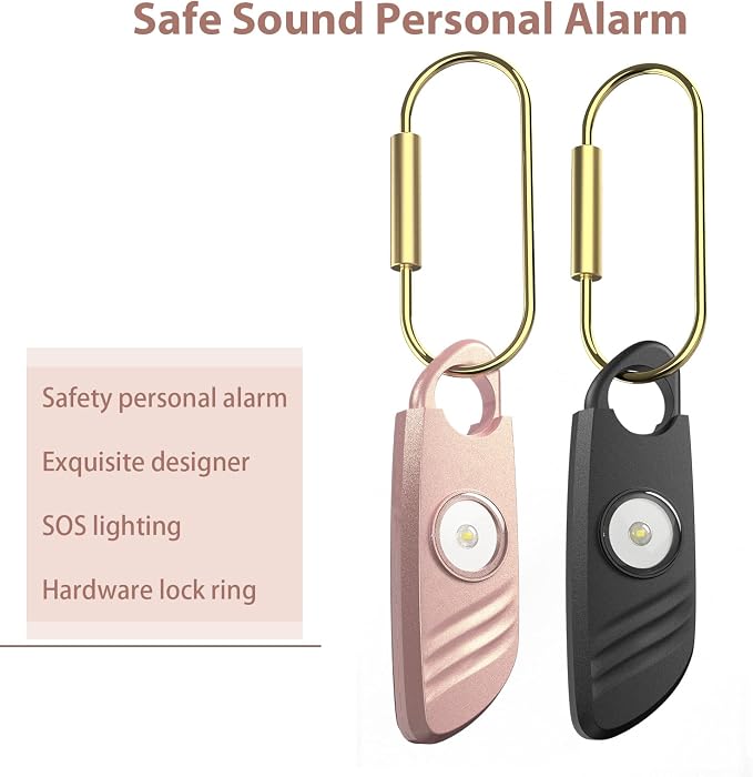 Personal Safety Alarm - 2 Pack, 140db Siren, Powerful Safe Sound, Personal Alarm with Strobe Light and Convenient Copper Ring Keychain - Image 5