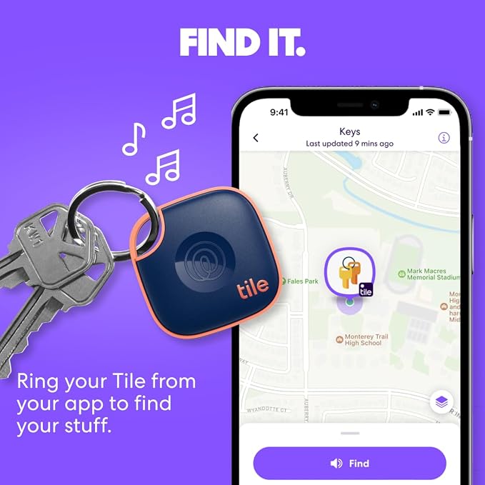 Life360 Tile - Bluetooth Tracker, Keys Finder and Item Locator for Keys, Bags and More. Phone Finder. Both iOS and Android Compatible. 1-Pack (Midnight) - Image 3