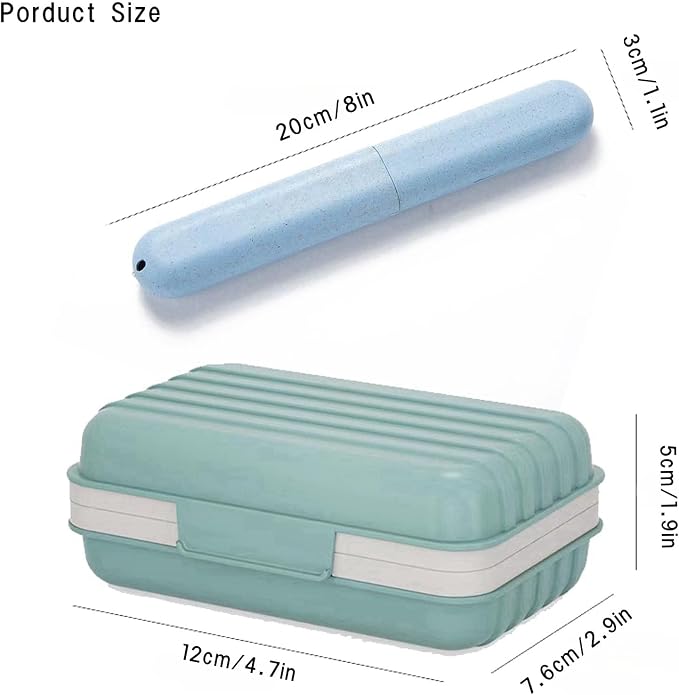 3Pcs Travel Soap Case and 3Pcs Toothbrush Travel Case Set,Leakproof Soap Dish with Lid Portable Toothbrush Holder for Traveling, Camping, Bathroom- Waterproof Drawstring Bag for Boot Backpack - Image 2
