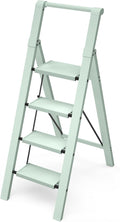 Taranta 4 Step Ladder,Aluminum Step Stool Foldable-Fairyland Green | Lightweight Folding Ladder with Convenient Handgrip,Wide Top Pedal,330lbs Capacity Stepladder for Home,Office,Kitchen by TARANTA