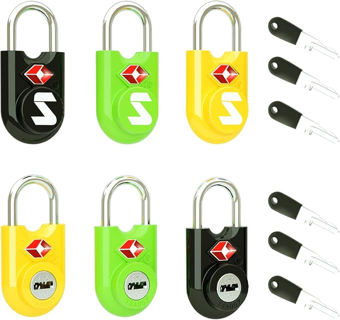 SURE LOCK Mini TSA Approved Keyed Luggage Lock – One Key Opens All, Fits Tight Zipper Gaps & Small Pull Holes, Compact Travel Lock for Suitcases, Backpacks & Handbags by Hopeyoucanstaysafe