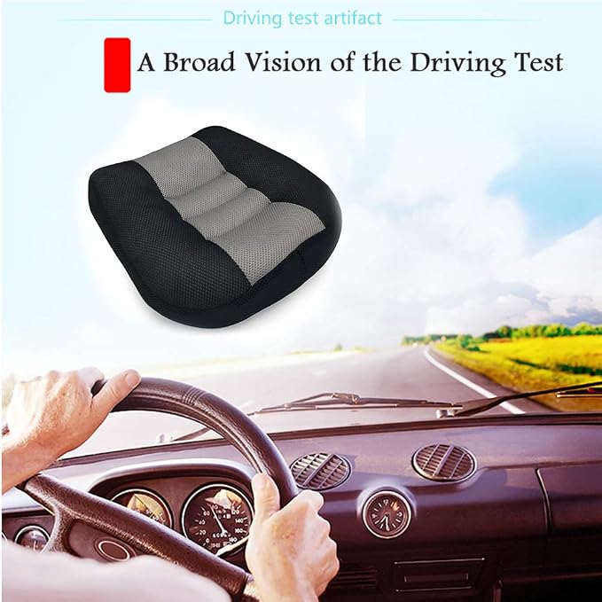 Srutirbo Car Booster Seat Cushion Raise The Height for Short People Driving Hip (Tailbone) and Lower Cack Fatigue Relief Suitable for Trucks, Cars, SUVs, Office Chairs, Wheelchairs (Black and Gray) - Image 2