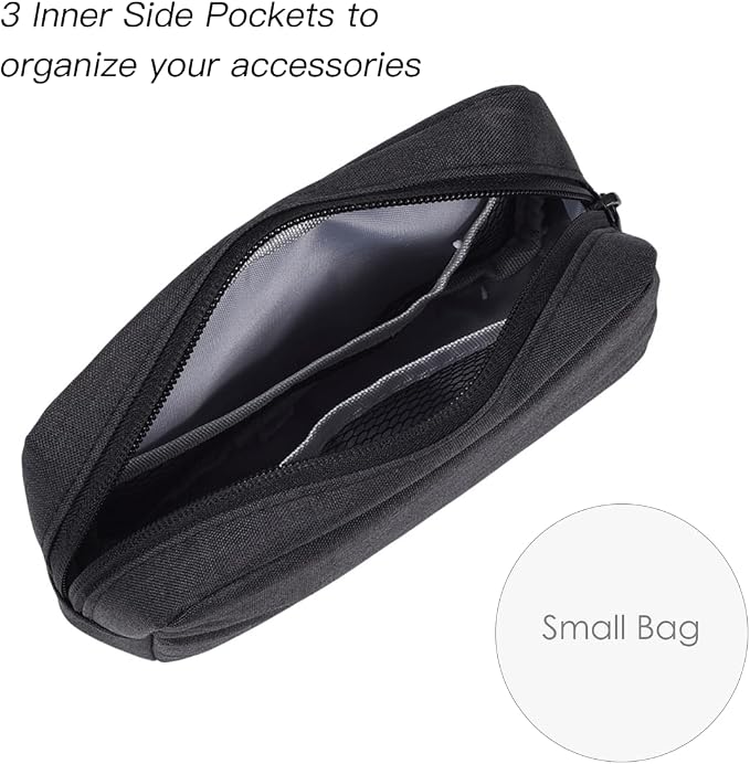 CAAORDKSO Electronics Organizer Travel Case, Cord Organizer Travel Cable Organizer Bag Waterproof Portable Accessories Case for Cable, Cord, Charger, Phone, Power Bank, Earphone (Small-Black) - Image 3