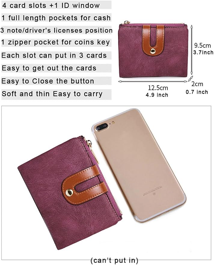 AOXONEL Women's Rfid Small Bifold Leather Wallet Ladies Mini Zipper Coin Purse id card Pocket,Slim Compact Thin - Image 6