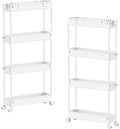 2-piece Set Slim Storage Cart 3 Tier,Bathroom Organizer Rolling Utility,Mobile Shelving Unit Slide Out for Office, Kitchen, Laundry Room & Narrow Places by Home