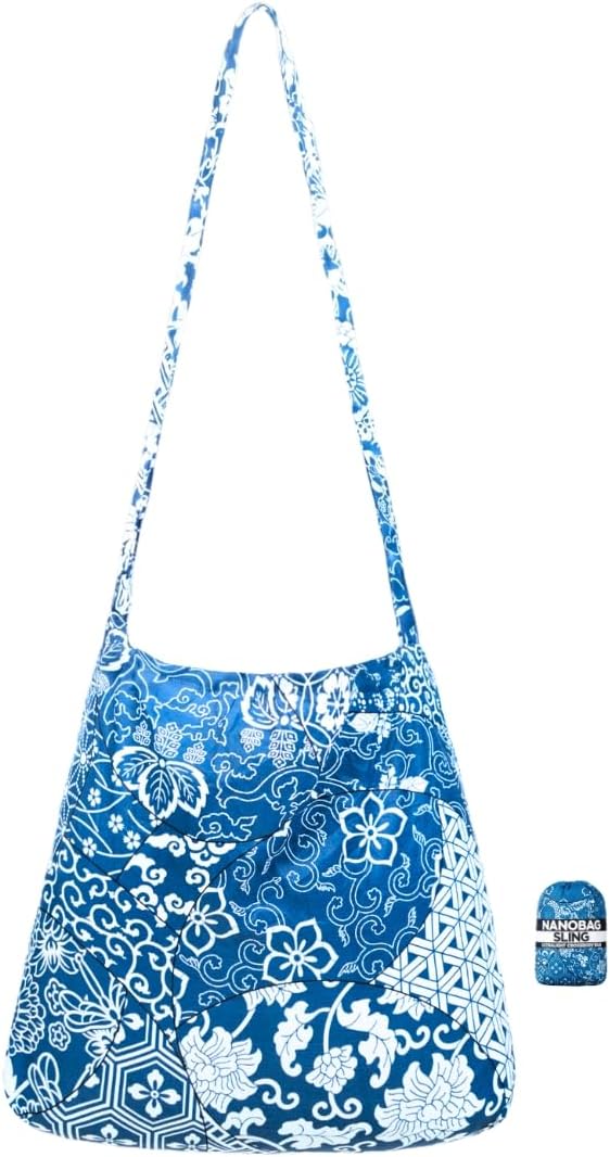 Nanobag Sling 19L Foldable Packable Crossbody Grocery Bag for Men & Women | 0.9 oz Premium Portable Collapsible Compact Ultralight Pocket-Sized for Everyday Use & Travel by Nanobag