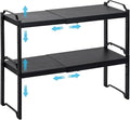 Expandable Cabinet Shelf Organizer, Adjustable kitchen Countertop Storage | 2 Pack Stackable Metal Kitchen Cabinet Countertop Storage Shelves, Heavy Duty Counter Cupboard Pantry Organizers, 20.5" Long by X-cosrack