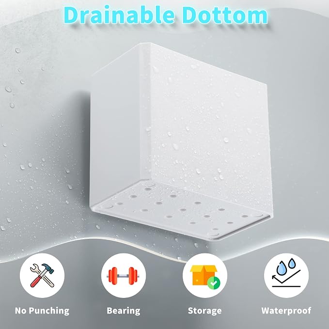 8 Pcs Wall Mounted Organizer Non-Drilling Adhesive Floating Shelf White Wall Bin Organizer Hanging Storage Containers for Bedroom Bathroom Kitchen Office - Image 4