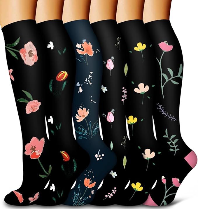 6 Pack Copper Compression Socks for Women and Men Circulation-Best Support for Medical,Running,Nursing,Athletic by Bluemaple