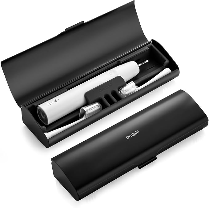 Aluminum Electric Toothbrush Travel Case, 2 in 1 Travel Toothbrush Holder for Oral B/Oral-B Pro 1000 1500 5000 and Most Electric Toothbrush for Traveling, Removable Silicone Liner-Black by Oralphi