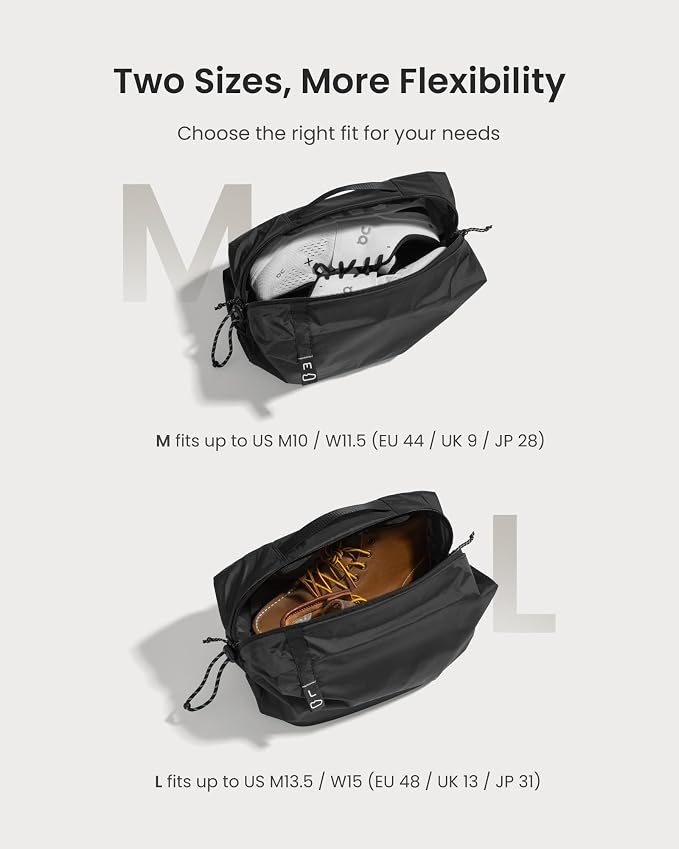 tomtoc Shoe Bag for Travel Packing, Fits Up to US Men’s 10/Women’s 11.5 | Odor-resistant Packing Organizer Pouch for Backpack Luggage Suitcase, Travel Essentials Storage for Daily Gym Use, M 1Pack - Image 3
