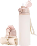 TakeToday Collapsible Water Bottles 21oz (600mL), Foldable Platinum Silicone Travel Water Bottle with Straw & Carry Strap, Leak-Resistant Screw Lid, Wide Mouth, BPA-Free for Hiking, Camping, Travel by TAKETODAY
