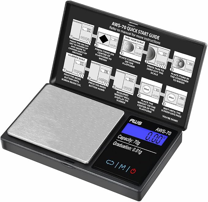 AMERICAN WEIGH SCALES Series Digital Pocket Weight Scale 70g x 0.01g, (Black), American WEIGH SCALES-70-BLK by AmericanWeighScales