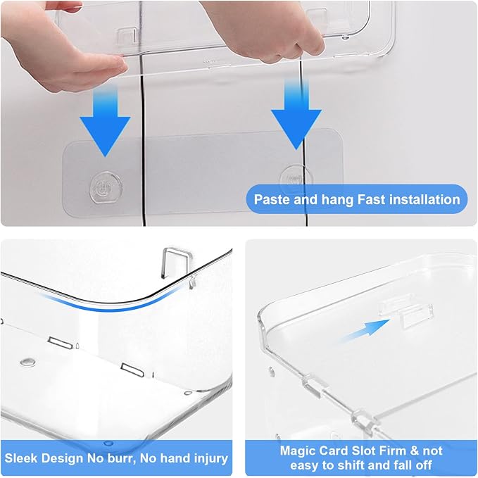Acrylic Wall Mounted Shower Caddy, Large, Adhesive Bathroom Shelves | 4D" x 12.8"W x 3.3"H, No Drilling Acrylic Shelf, Adhesive Shelf, Bathroom Shelves with Adhesives for Bathroom, Kitchen - Image 9