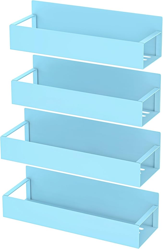 HuggieGems Metal Magnetic Spice Rack for Refrigerator Blue, 4 Pack | Magnetic Shelves Heavy Duty for Fridge in Kitchen, Seasoning Storage Organizer, For Oven Washer and Dryer, For Heavier Items - Image 5