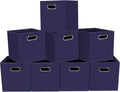 Fabric storage bins Cubes, Fabric Cube Organizer with Handle, Foldable Cube Bins for Cloth or Accessary Storage, 11x11x11, Set of 8, (Navy Blue) by Yunkeeper