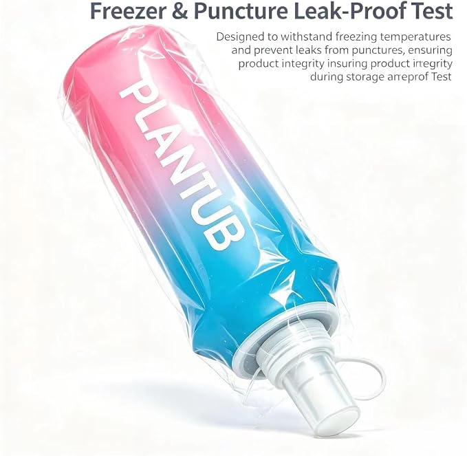 Soft Foldable Water Bottle, TPU, Collapsible Flask for Outdoor Sports, Gradient Blue and Pink - Image 9