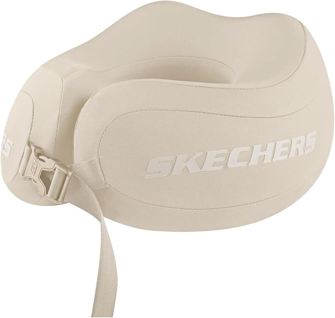 Skechers Neck Pillow for Traveling,Memory Foam Travel Neck Pillow for Airplane Travel Pillow for Flight Headrest Sleep, Portable Plane Accessories,Beige by Unknown