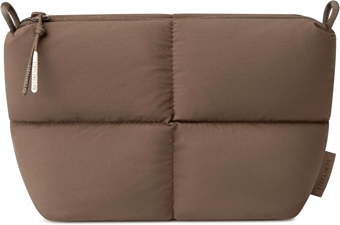 Comfyable Puffy Electronics Organizer Travel Case, Cute Tech Pouch for Women Men, Cable Storage Bag for Charger, Phone, Power Bank, Cord, Compact Tech Accessories Pouch, Mocha Brown - Image 2