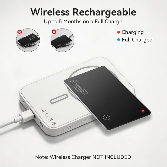 Wallet Tracker Card Compatible with Apple Find My iOS only | 0.07in Slim Wallet Finder, IP68 Waterproof, Tracking Card for Wallet, Luggage Tag, Passport & Purse, Wireless Rechargeable - Image 6