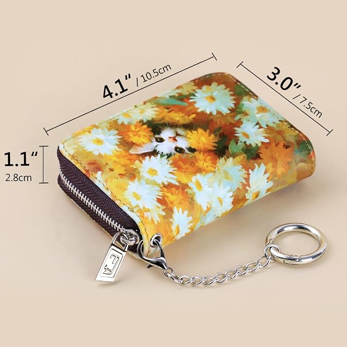 FurArt Zipper Wallet Women RFID Credit Card Holder keychain Wallet | ID Window RFID Blocking Compact Small business 15/16 slots - Image 6