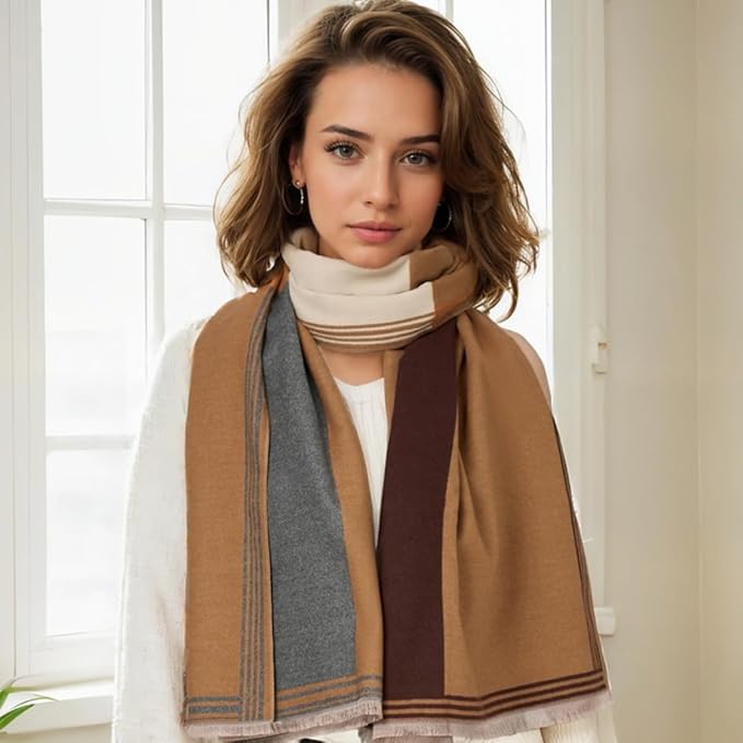 WaJuemy Winter Scarf for Women Dressy Evening Pashmina Shawl Wraps Open Front Poncho Blanket Fashion Travel Shawls Cape Wrap - Image 2