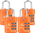 SURE LOCK TSA Approved Luggage Lock – 3-Digit Resettable Combination Padlock with Open Alert Red Dot, Large Easy-Read Dials for Suitcases, Backpacks, Gym & School Lockers(Orange 4 pk) by Hopeyoucanstaysafe