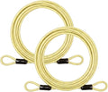 5mm Security Cable Lock with High Reflective Threads, Flexible Steel Safety Cable for Bicycle Motorcycle Luggage, 4FT 7FT 10FT 15FT Double Loop Design (Yellow-Green, 2pack-7FT) by J-TECHDYNAMICS