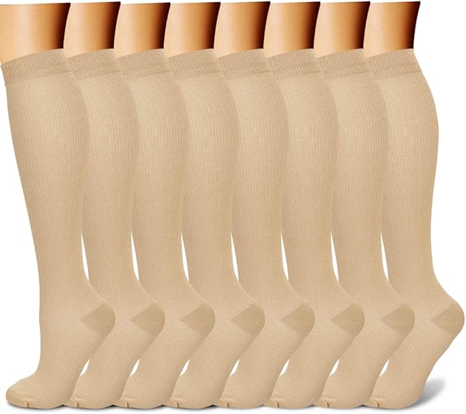 CHARMKING Compression Socks for Women & Men Circulation (8 Pairs) 15-20 mmHg Best Calf Socks Support for Athletic Cycling by CHARMKING