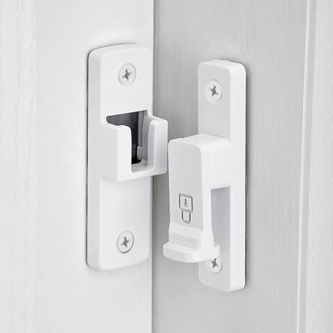 3 Packs White 90 Degree Barn Door Lock ，Right Angle Door Lock Latch | Zinc Alloy Flip Gate Latches,for bedroom,garage,balcony,barn,sliding door,bathroom,window,cabinet,drawer,pet enclosures - Image 4