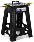 Delxo 17.5 Inch Folding Step Stool,Foldable Stool for Adults with Safety Lock,Portable Collapsible Plastic Step Stool,Non Slip Folding Stools for Kitchen Bathroom Bedroom Up to 400LBS,(Black 1PC) | Step Stool with Safety Lock,Portable Collapsible Step ... by Delxo