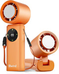 6000mAh Portable Handheld Fan with Ice Cooling, 199 Levels Stepless Speed, 20H Long Battery Life, 20000RPM Turbo Fan Rechargeable Personal Mini Fan for Travel, Outdoor, Makeup (Orange) by SSWind