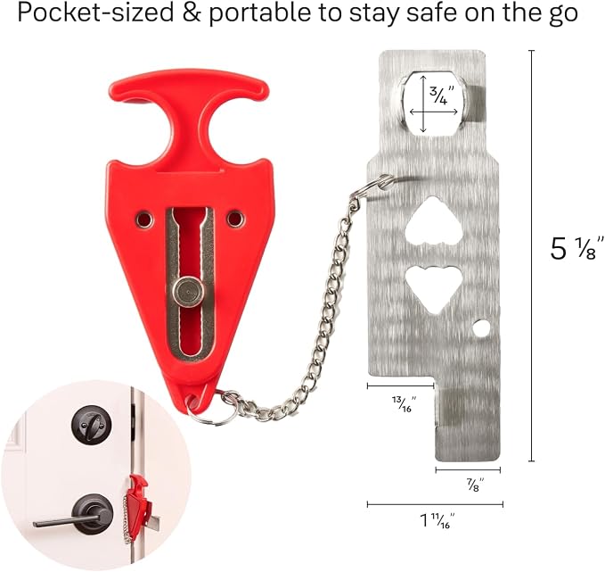 Master Lock Portable Door Lock, for Travel, Hotel Security 2-Pack 276TEC | Portable Door Security Lock, Secure Protection For Travelers In Hotels, Apartments, Airbnb Lock for Front Door Security - Image 4