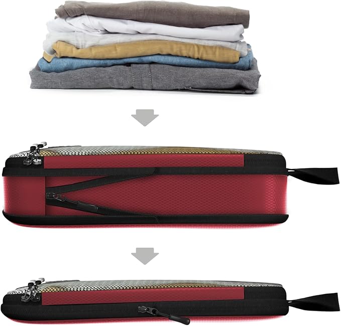 Large Packing Cubes for Travel - 5pc Packing Cubes for Suitcases - Lightweight Luggage Organizer Bags (Compression) - Image 2