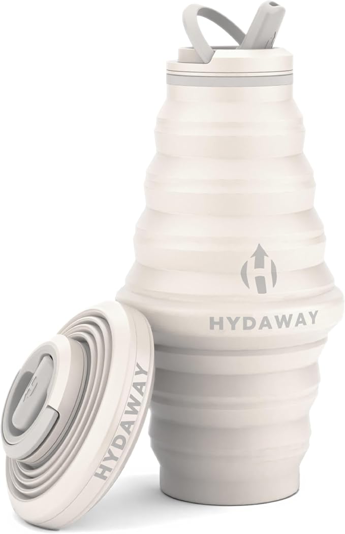 HYDAWAY 25oz Collapsible Water Bottle, Packable Leakproof for Travel | Large capacity design. Folds flat for carry-ons, day bags, hiking packs. Leakproof, BPA-free. by HYDAWAY