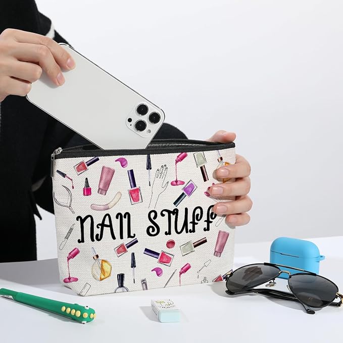 ZHAMEN 2Pcs Nail Stuff Makeup Bag Travel Essentials Organizer Cosmetic Bags | Portable Pouch Purse for Wome, Roomy Travel Makeup Toiletries Accessories, Christmas Birthday Gifts for Women - Image 5