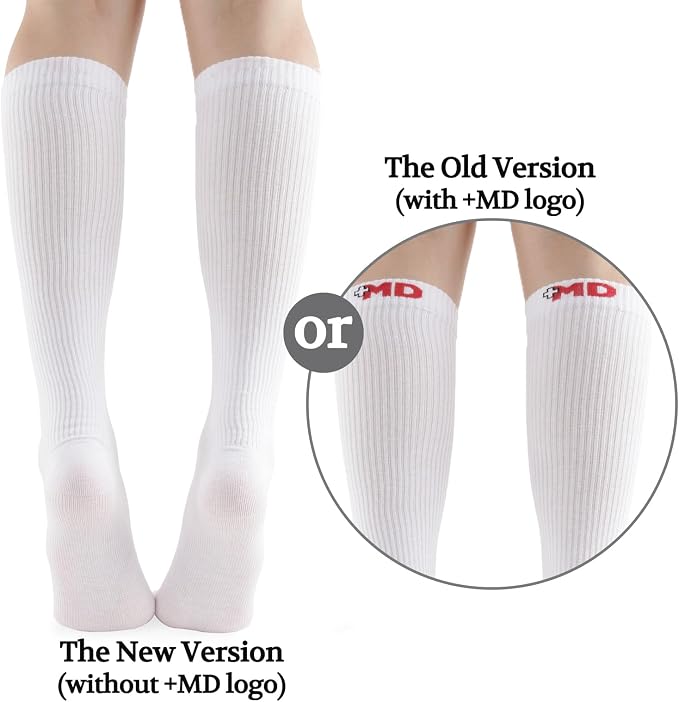 +MD Cotton Compression Socks for Women & Men 4/6 Pairs 15-20mmHg Knee High for Sports, Travel, Nursing Long Sitting Standing - Image 4