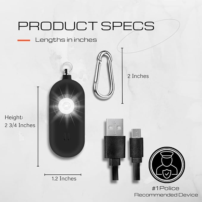 Rechargeable Personal Safety Alarm for Women. 130dB Siren. Ear-Piercingly Loud w/ Flashing LED Strobe Light Siren Keychain - Image 4