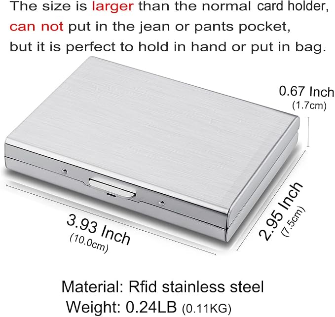 RFID Credit Card Holder Protector Metal Credit Card Wallet Business Card Holder for Men Women Gift Box Package (Silver) - Image 5